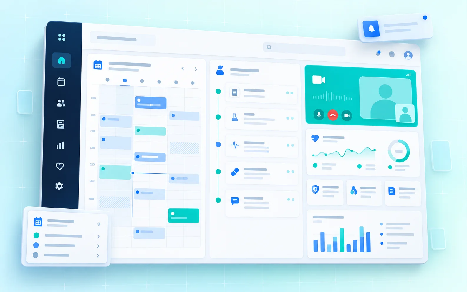 Mockup conceitual da agenda e do prontuário do Sistema de Consultório