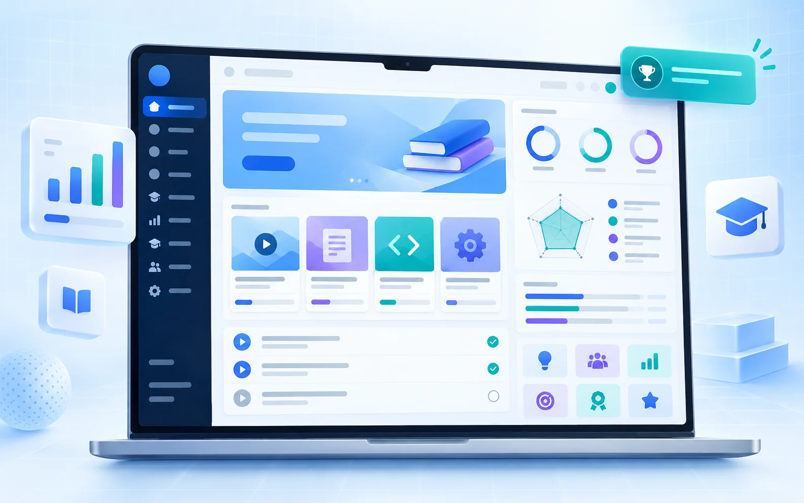 Mockup conceitual de uma plataforma de educação digital